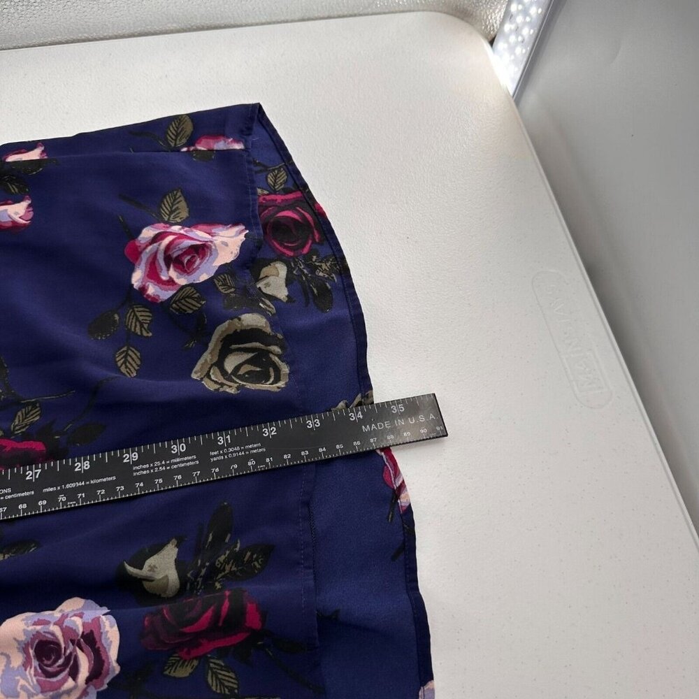 Speechless Floral Navy Blue Dress 3/4 Sleeves Tie Back Keyhole Detail L Choker - Picture 5 of 7